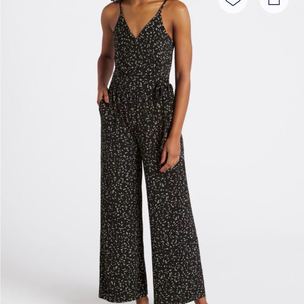 Kaileigh Black Floral-Print Wide Leg Jumpsuit